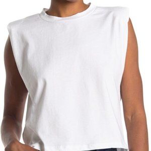 LNA Pronounced Shoulder Crew Neck T Shirt Boxy Top (RRP $81)